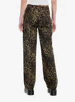 Leopard Print Wide Leg Jeans