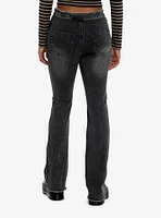 Black Wash Ruched V-Cute Flare Jeans