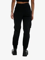 Black Destructed Cargo Jogger Pants