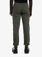 Olive Cargo Pocket Utility Jogger Pants With Belt