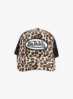 Von Dutch Logo Leopard Print Trucker Hat