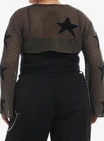 Olive Green Star Bolero Girls Crop Shrug Plus