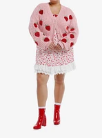 Sweet Society Red Velvet Strawberries Knit Girls Cardigan Plus