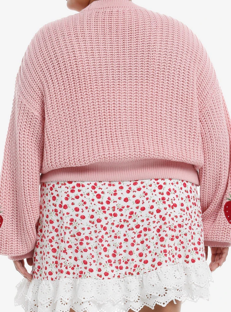 Sweet Society Red Velvet Strawberries Knit Girls Cardigan Plus