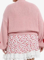 Sweet Society Red Velvet Strawberries Knit Girls Cardigan Plus