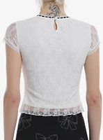 Cosmic Aura Skull Lace Ribbon Girls Crop Top