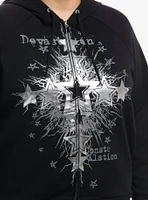 Social Collision Devastation Silver Foil Stars Girls Hoodie Plus