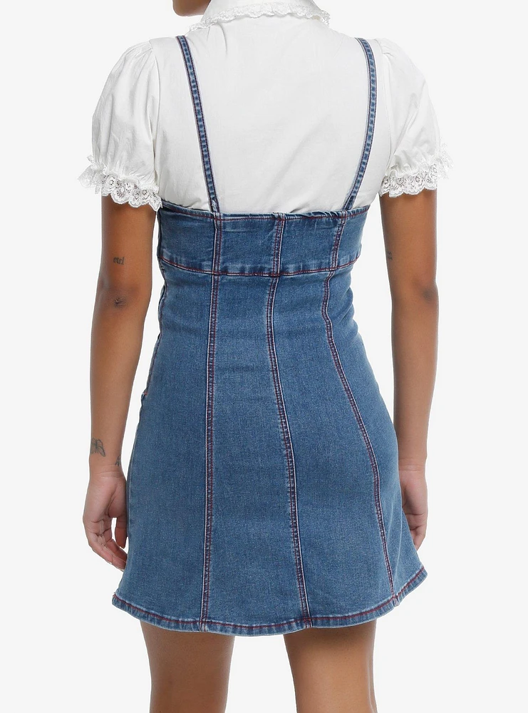 Sweet Society Strawberries Blue Denim Mini Dress