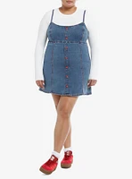 Sweet Society Strawberries Blue Denim Mini Dress Plus