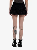 Social Collision Black Lace Ruffle Skort