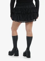 Social Collision Black Lace Ruffle Skort Plus