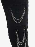 Black Destructed Chain Stinger Jeans