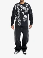 Falling Skulls Oversized Long-Sleeve Twofer