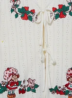 Strawberry Shortcake Tie Front Embroidered Women's Cardigan