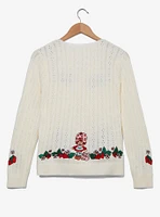 Strawberry Shortcake Tie Front Embroidered Women's Cardigan