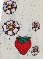 Strawberry Shortcake Tie Front Embroidered Women's Cardigan