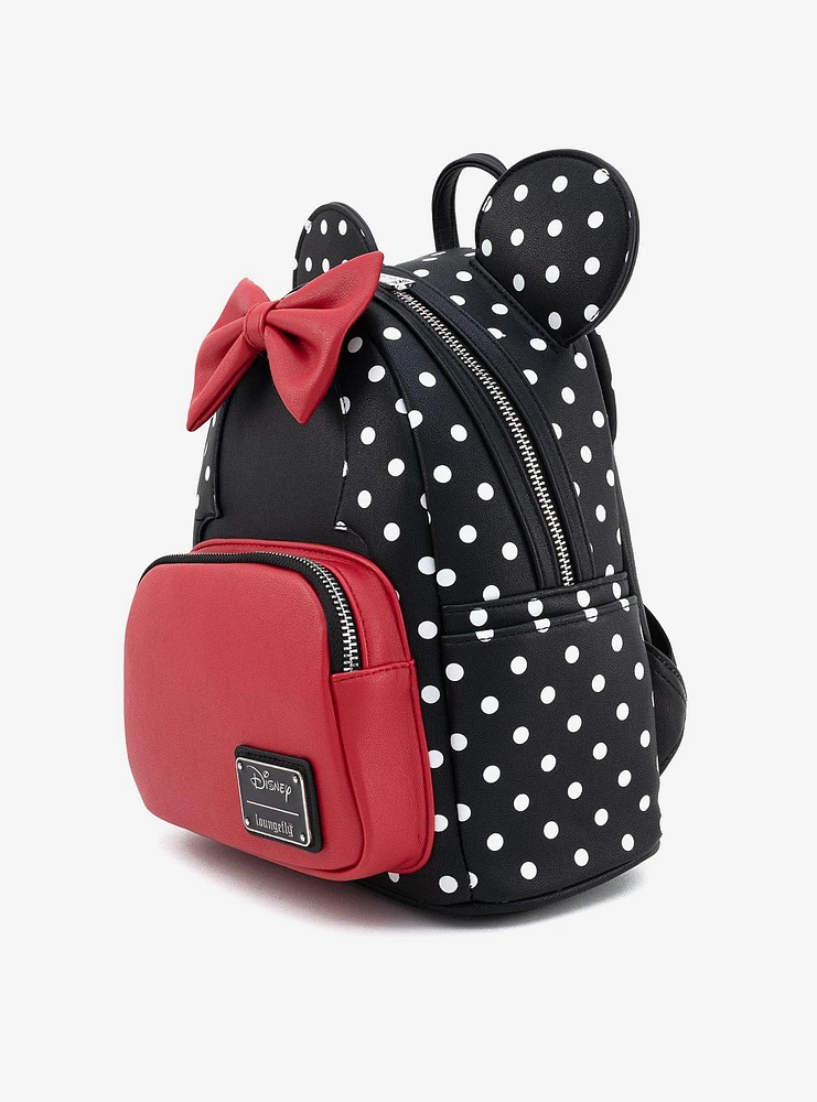 Loungefly Disney Minnie Mouse Dots & Bow Figural Mini Backpack