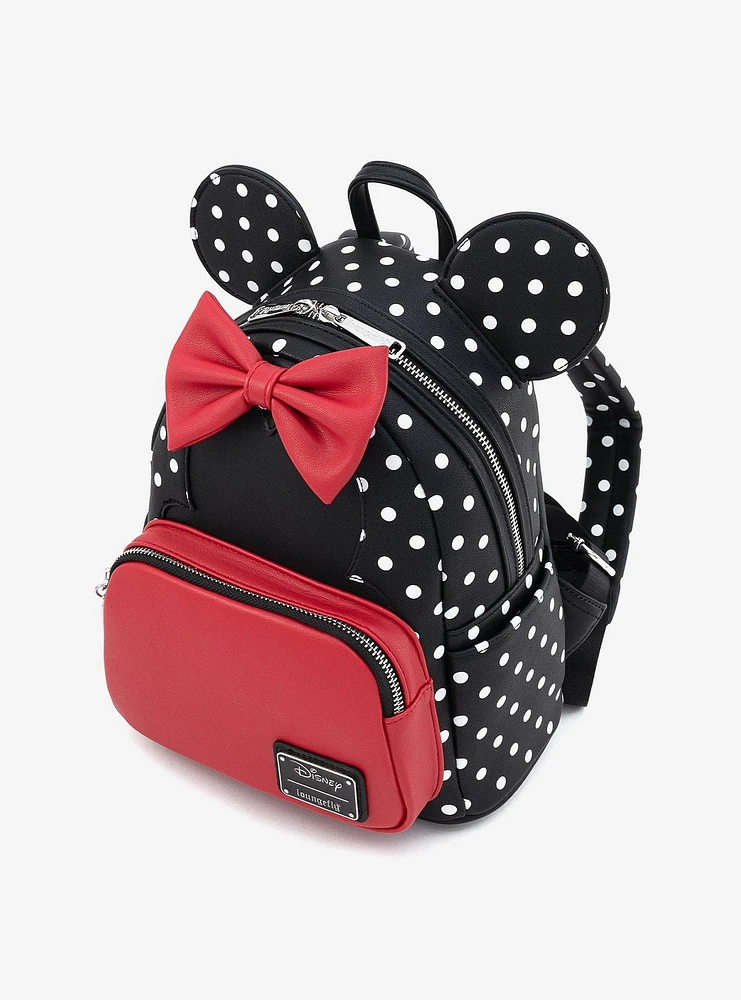 Loungefly Disney Minnie Mouse Dots & Bow Figural Mini Backpack