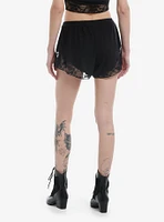 Thorn & Fable Black Lace Girls Lounge Shorts