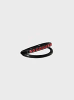 Steel Black Red CZ Gem Double Hoop Hinged Clicker