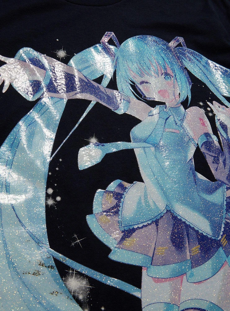 Hatsune Miku Glitter Boyfriend Fit Girls T-Shirt