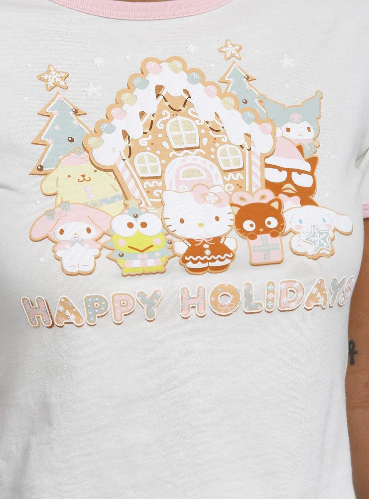 Hello Kitty And Friends Gingerbread Puff Print Girls Baby Ringer T-Shirt