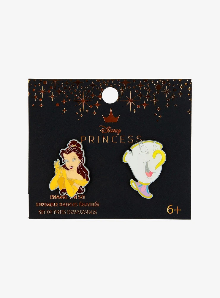 Loungefly Disney Beauty And The Beast Belle & Chip Enamel Pin Set