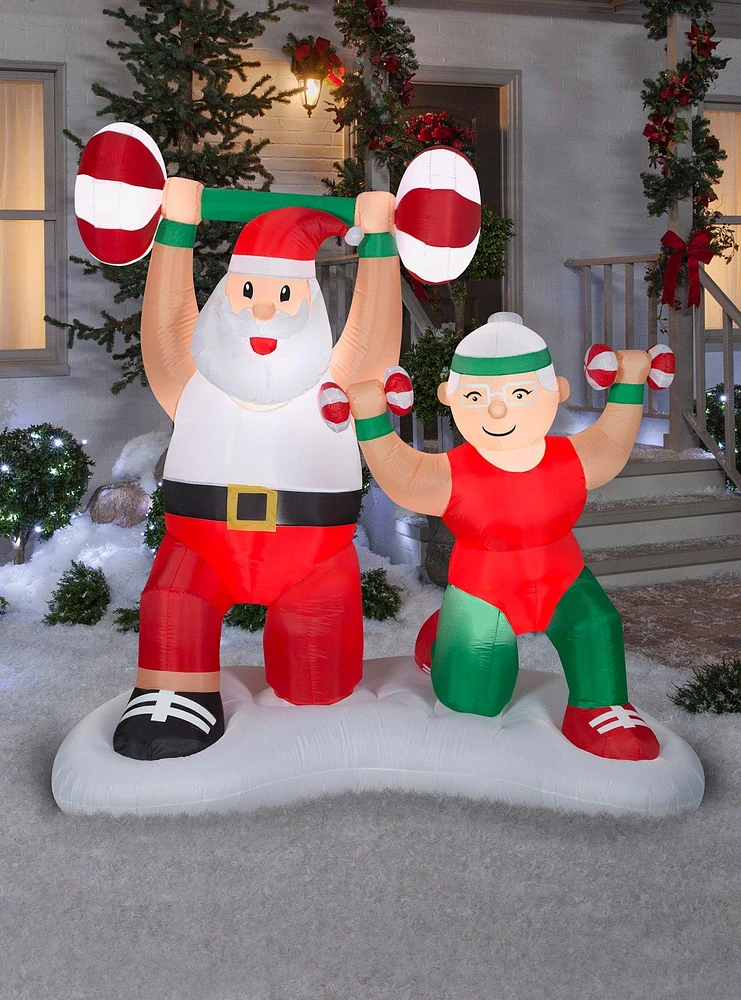 Santa and Mrs. Claus Workout Scene Airblown