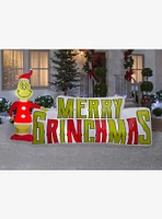 The Grinch with Merry Grinchmas Sign Airblown