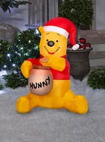 Disney Winnie the Pooh in Santa Hat Hunny Pot Airblown