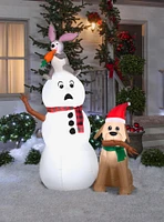 Snowman with Bunny and Dog Airblown