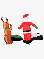 Santa and Reindeer Playing Cornhole Airflowz Inflatable