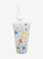 Miffy Faces Allover Print Glass Cup with Straw Charm