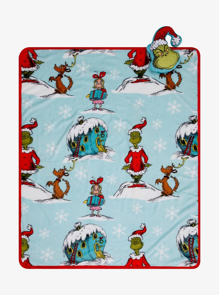 Dr. Seuss How The Grinch Stole Christmas! Pillow & Throw Blanket Set