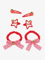 Strawberry Star Bow Hair Clip Set