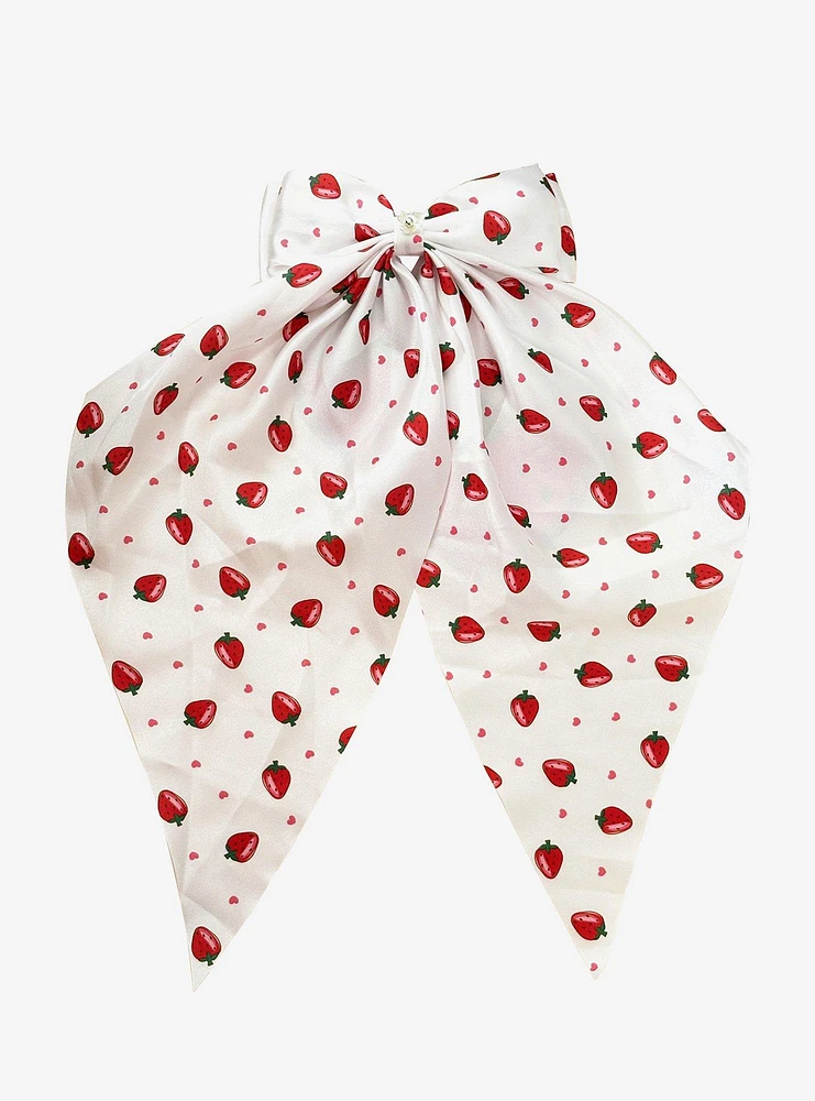 Sweet Society Strawberry & Heart Print Hair Bow