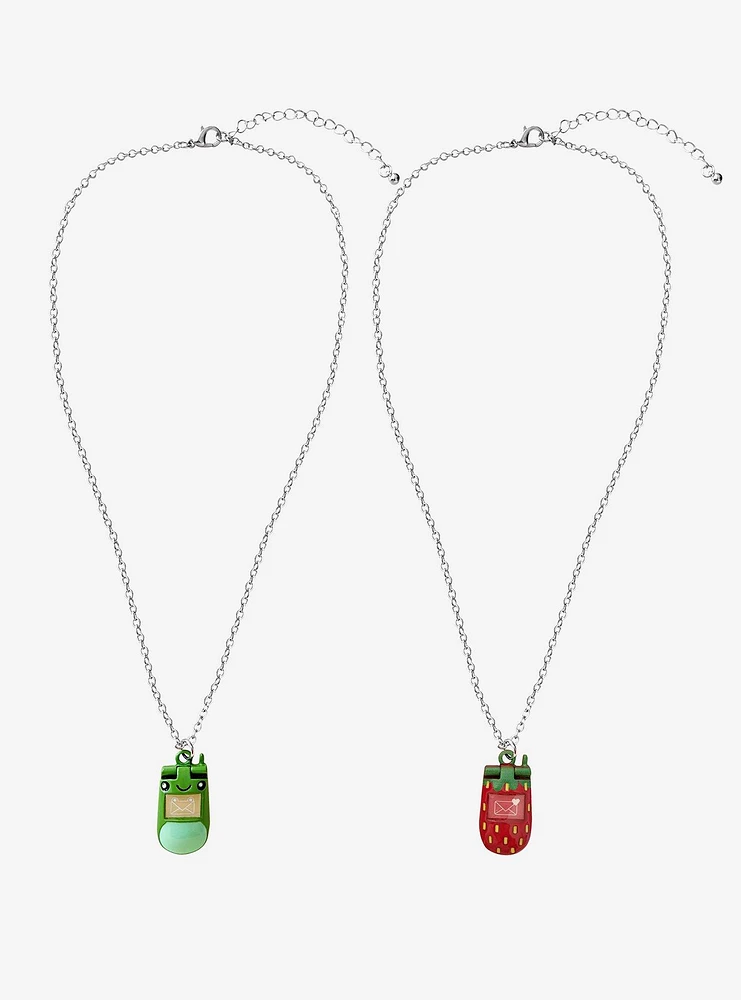 Sweet Society Frog & Strawberry Flip Phones Best Friend Necklace Set