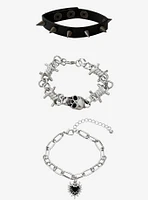 Spike Heart & Barbed Wire Bracelet Set