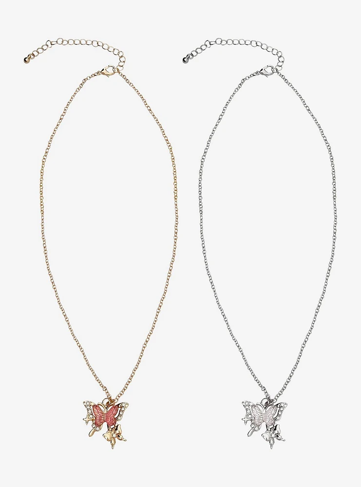 Sweet Society Butterfly Bling Best Friend Necklace Set