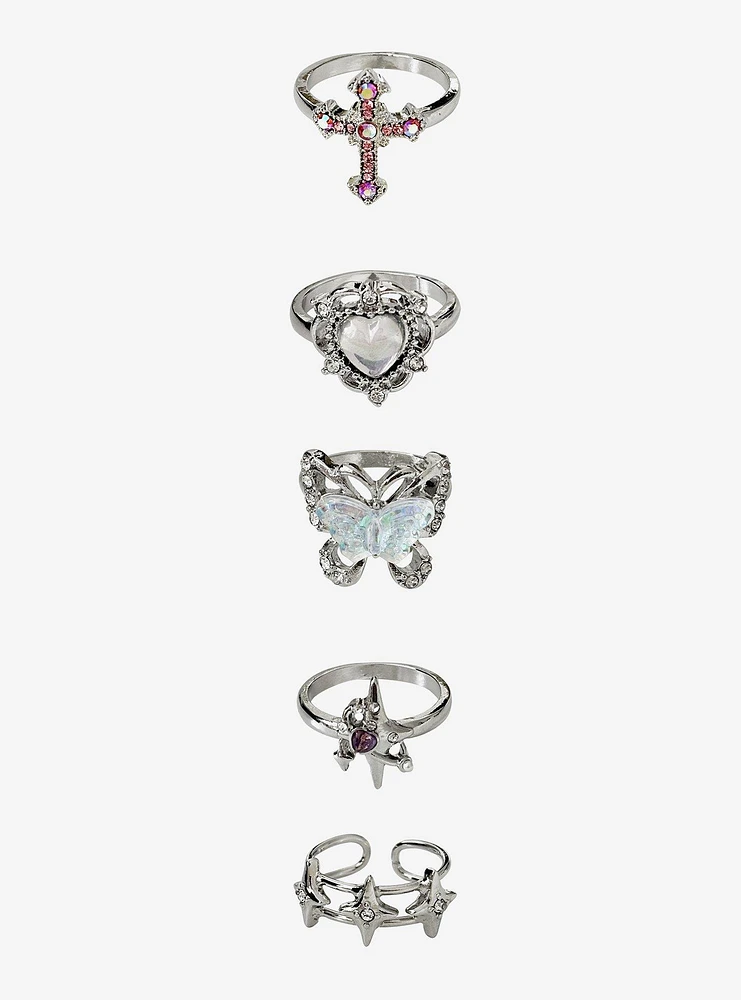 Sweet Society Pink Aurora Gem Ring Set