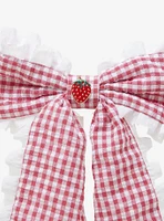 Sweet Society Strawberry Gingham Ruffle Hair Bow