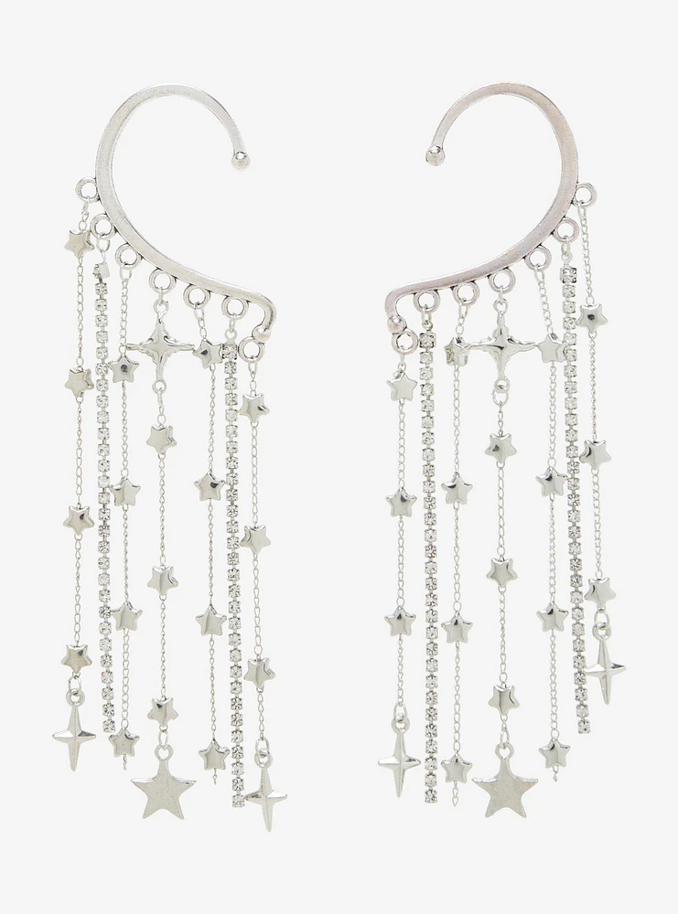 Cosmic Aura Star Drops Chain Ear Cuff Set