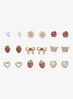 Sweet Society Strawberry Ladybug Stud Earring Set