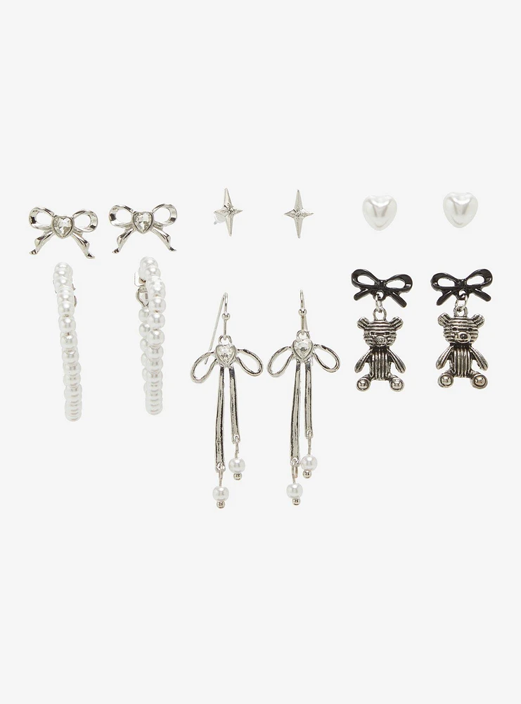 Sweet Society Teddy Bear Bow Heart Earring Set