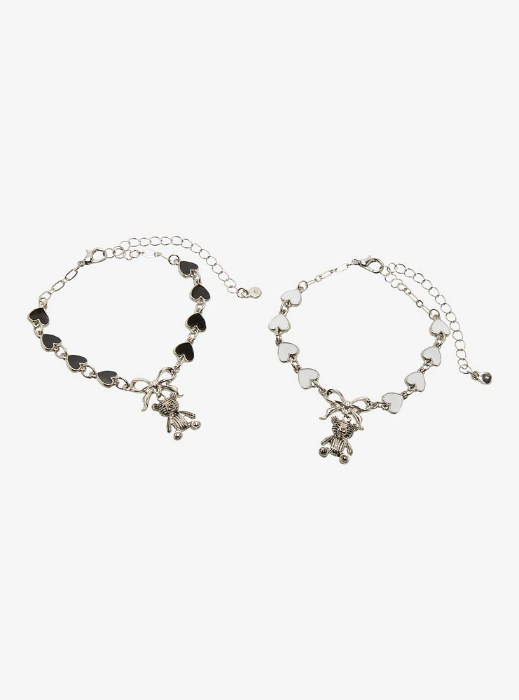 Sweet Society Teddy Bear Heart Best Friend Bracelet Set