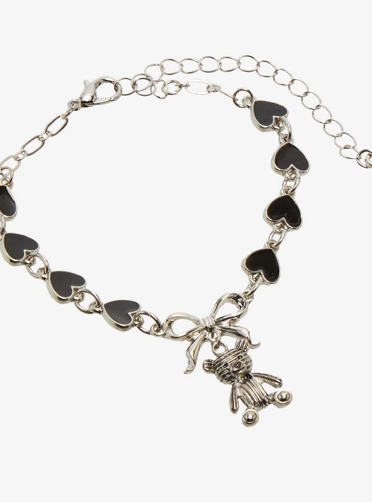 Sweet Society Teddy Bear Heart Best Friend Bracelet Set