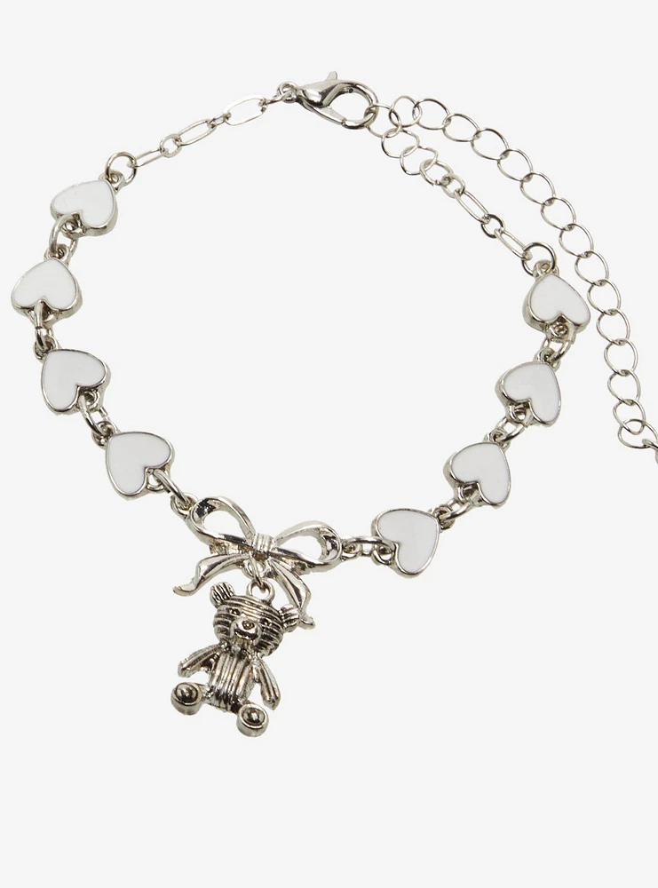 Sweet Society Teddy Bear Heart Best Friend Bracelet Set