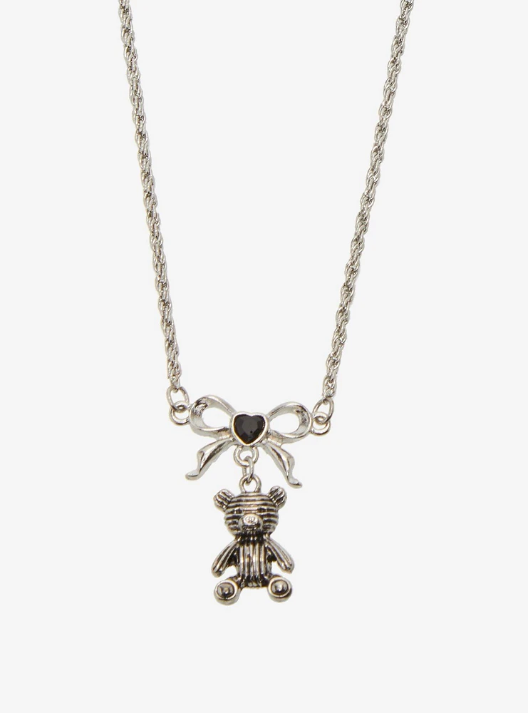 Sweet Society Teddy Bear Ribbon Best Friend Necklace Set