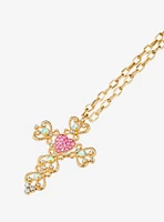 Sweet Society Gold Bling Cross Necklace