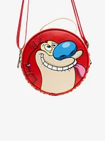 Ren and Stimpy Face Close Up Round Crossbody Bag